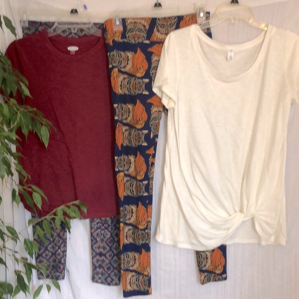 Lot of 4 LULAROE One size fox print & OLD NAVY & BR SZ S casual wear loungewear